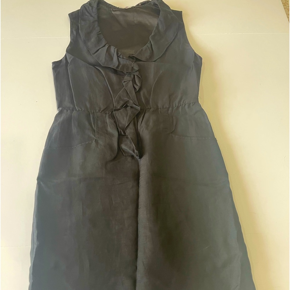 Ellie Tahari linen blend black dress size 4 knee length great condition